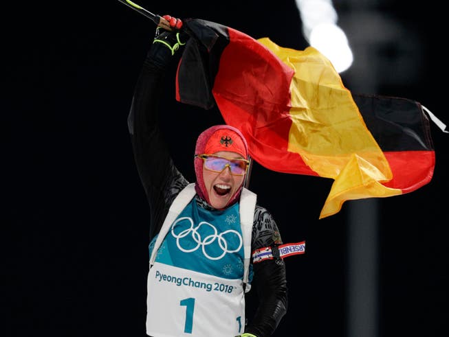 Laura Dahlmeier, die Nummer 1 im Frauen-Biathlon. (Bild: KEYSTONE/AP/ANDREW MEDICHINI)