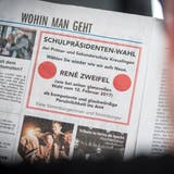In einer Kreuzlinger Lokalzeitung wirbt ein Inserat für die Wiederwahl René Zweifels zum Schulpräsidenten. (Bild: Reto Martin)