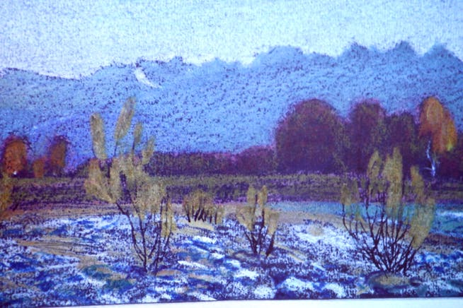 Ein Landschaftsbild von Hedwig Scherrer: «Winterliches Rheintal». (Bild: Peter Küpfer)