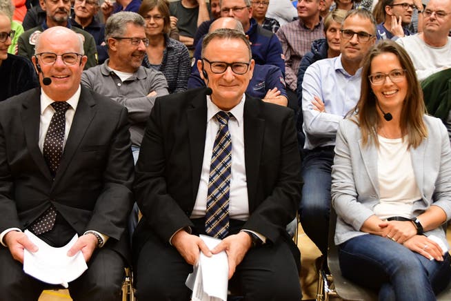 Die drei Kandidierenden fürs Märstetter Gemeindepräsidium: Andreas Zuber, Werner Scherer und Susanne Vaccari-Ruch. (Bild: Werner Lenzin)