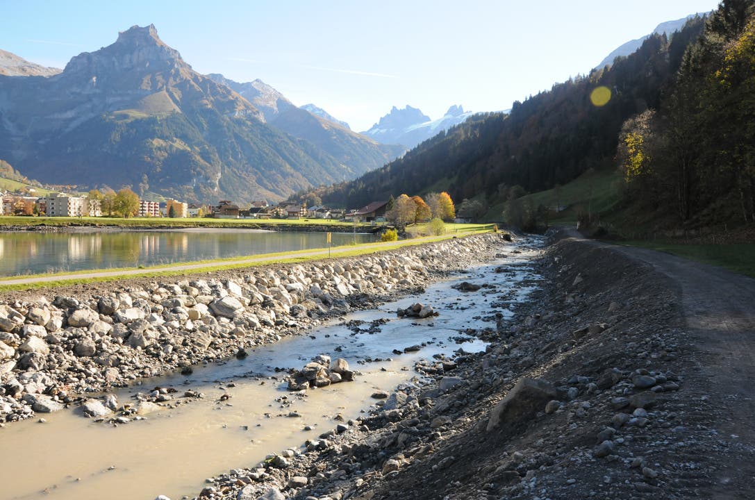 Hochwasserschutzprojekt Engelbergraa. Zweite Etappe beim Eugenisee. (Bild: Philipp Unterschütz, Engelberg, 26. Oktober 2018)