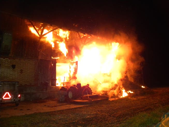 In der Thurgauer Gemeinde Neukirch-Egnach brannte Anfang November eine Scheune lichterloh. (Bild: Kantonspolizei Thurgau)