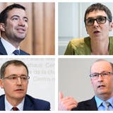 Sie sehen keinen schnellen Weg zu einem Rahmenabkommen mit der EU: Andrea Caroni (FDP/AR), Barbara Gysi (SP/SG), Roland Rino Büchel (SVP/SG) und Markus Ritter (CVP/SG). (Bilder: Keystone)