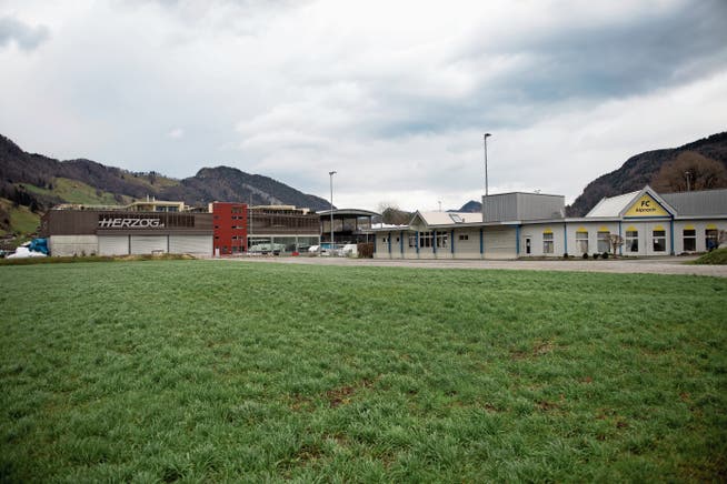 Auf diesem Gelände der Werft Herzog sollen Parkplätze, unter anderem für Gäste der Pilatusbahnen entstehen. (Bild: Markus von Rotz (Alpnach, 3. Januar 2018))