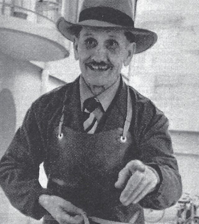 «Billige Jakob» (Johann Vock, 1906-1979), einer der letzten Marktschreier, schweizweit bekannt und populär.