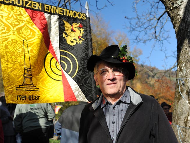 Werner Liem aus Ennetmoos war bereits zum 51. Mal am Rütlischiessen. (Bild: Urs Hanhart, 7. November 2018)