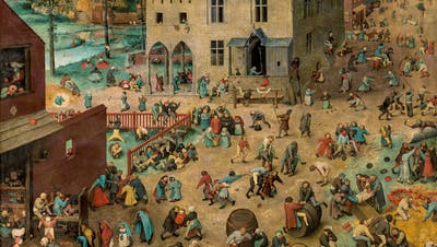 Pieter Bruegel der Ältere: «Die Kinderspiele», Öl auf Holz, um 1560 entstanden, heute im Kunsthistorischen Museum Wien. (Bild: Belser-Verlag)