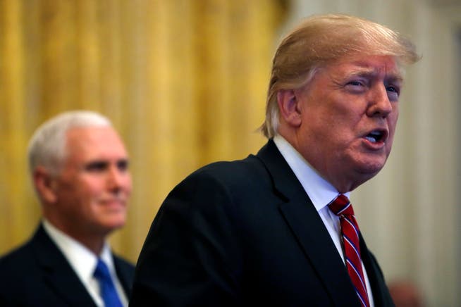 Donald Trump hat seinen geschassten Aussenminister heftig kritisiert. Hier im Hintergrund ist der Vizepräsident Mike Pence. (Bild: AP Photo/Jacquelyn Martin)