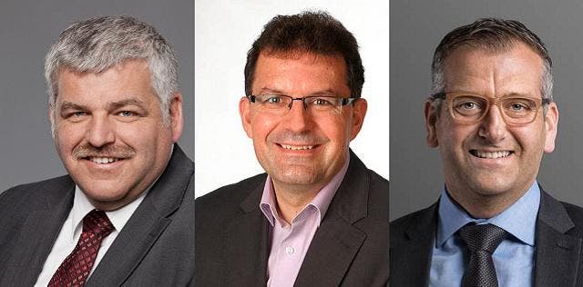Othmar Reichmuth, Andreas Meyerhans und Michael Stähli treten für die CVP Schwyz an. (Bilder PD)