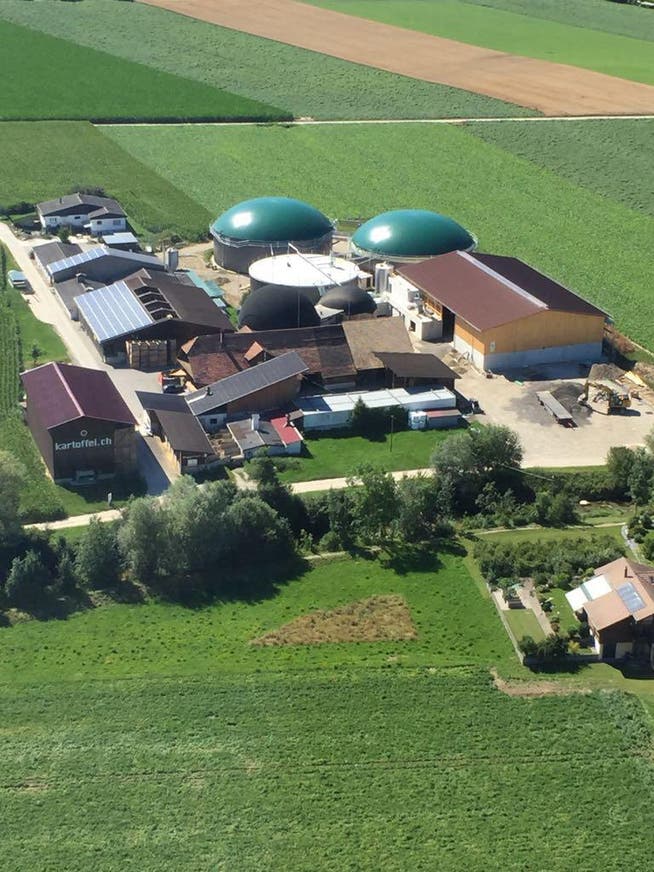 Die Biogasanlage in Altishofen, fotografiert aus der Luft. (Bild: PD)