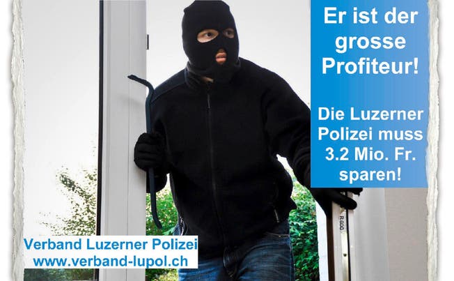 Die Luzerner Polizisten wehren sich gegen Sparmassnahmen. Im Bild: Ausschnitt aus einem Flyer des Verbands. (Bild: PD)
