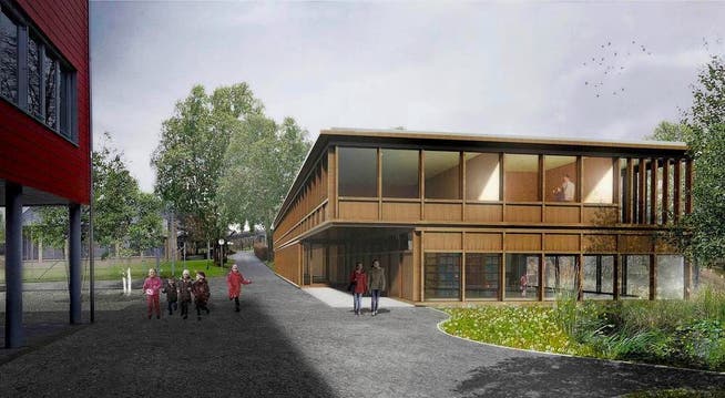 So hätte das geplante neue Schulhaus in Hitzkirch ausgesehen. (Bild: Visualisierung PD)