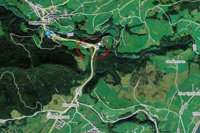 Der Chaltenbodenrank (rot eingekreist) zwischen Schindellegi und Biberbrugg. (Bild: map.search.ch)