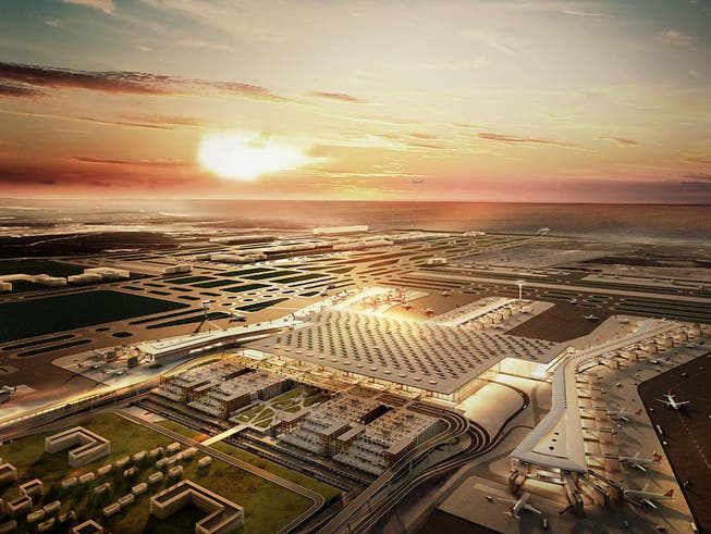 Nach der Fertigstellung wird der neue Flughafen in Istanbul von mehr als 150 Airlines genutzt, die wiederum über 350 Destinationen anfliegen. Es wird ein jährliches Passagieraufkommen von rund 200 Millionen erwartet. (Bild Schindler)