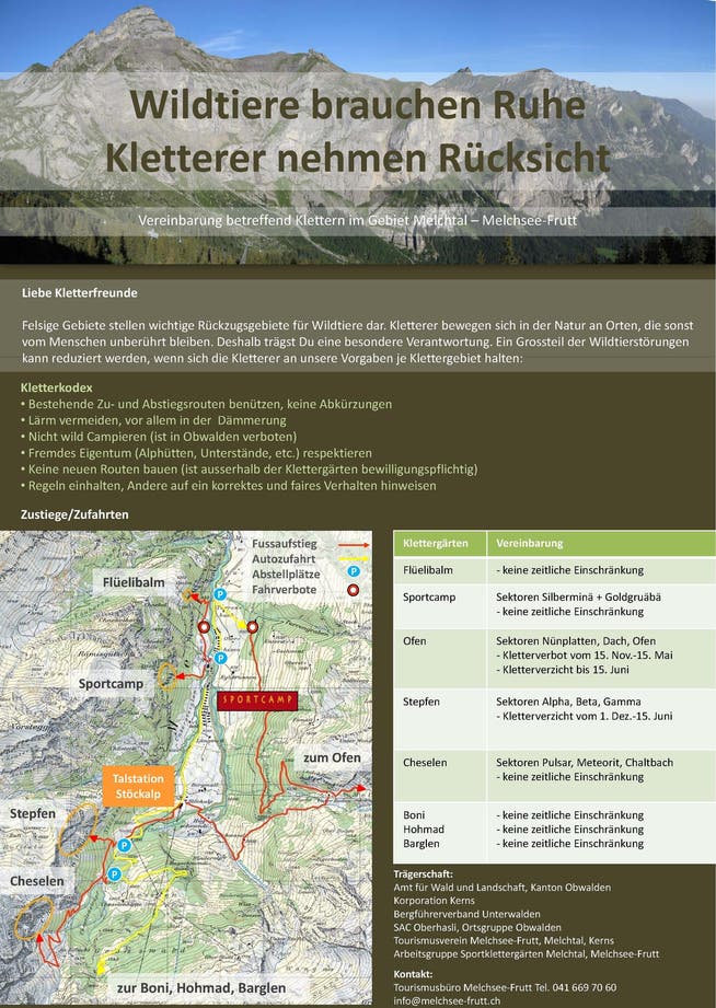 Die neue Infotafel für Kletterer im Kanton Obwalden. (Bild: pd)