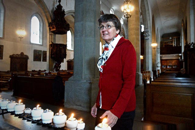 Iva Boutellier (55) gestern Mittag in der Franziskanerkirche in Luzern. (Bild: Nadia Schärli / Neue LZ)