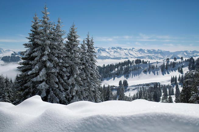 Schneepanorama von der Rigi aus gesehen, aufgenommen im Winter 2013. (Bild: Gaetan Bally/Keystone (Rigi, im Winter 2013))