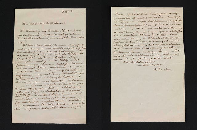 Eigenhändiger Brief von Albert Einstein an Walther Rathenau vom 8. März 1917 (Bild: PD)