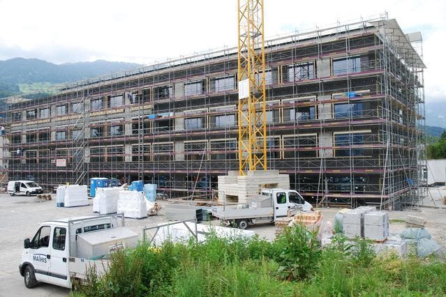 Blick auf den neuen Bettentrakt am 5. Juli 2013. (Bild: Hoch- und Tiefbauamt Obwalden)