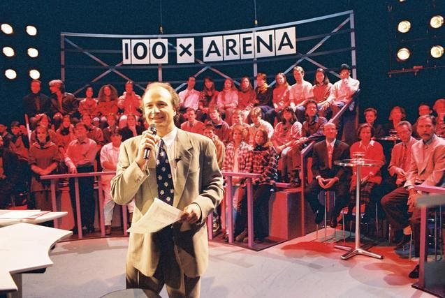 Jubiläum vor 17 Jahren: Sendungsleiter Filippo Leutenegger 1996 bei der 100. Ausgabe der «Arena».