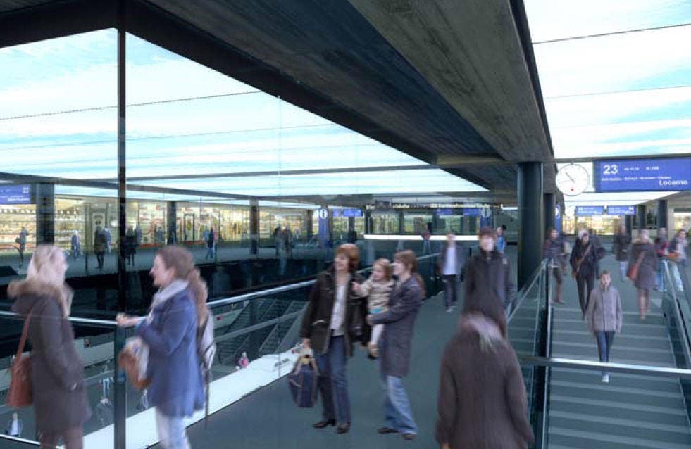 Im Tiefbahnhof kommen vier Gleise zu stehen, 14 Meter unter den heutigen Gleisen 8 bis 14. (Bild: PD)