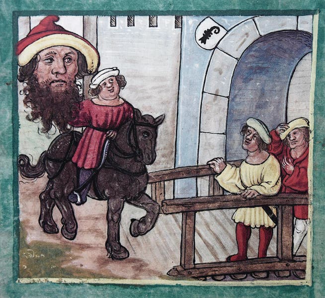 Raub der Fritschimaske 1507 durch die Basler. (Bilder: Diepold-Schilling-Chronik von 1513 (Korporation Luzern))
