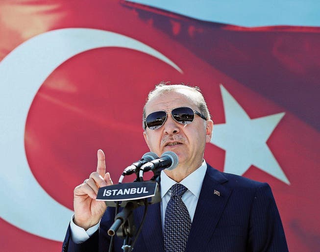 Der türkische Präsident Recep Tayyip Erdogan bei einer Rede in Istanbul. (Bild: Keystone (25. August 2017))