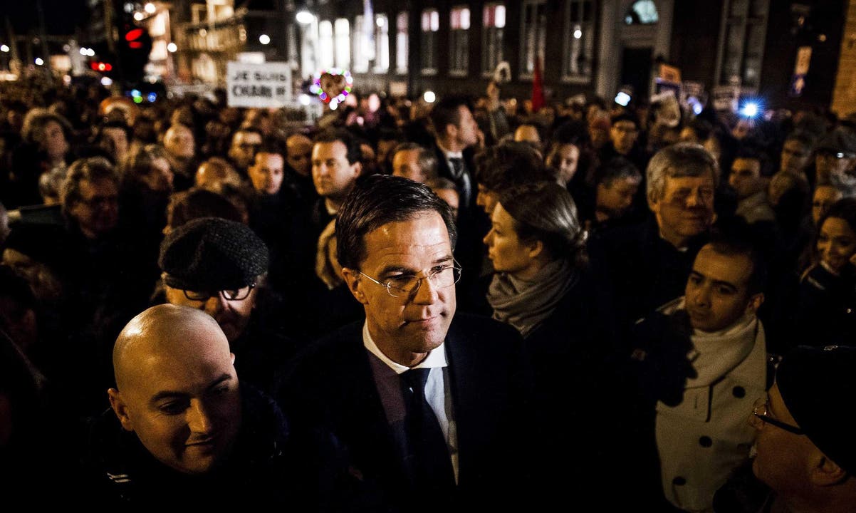 Der niederländische Ministerpräsident Mark Rutte an einer Kundgebung. (Bild: Keystone)
