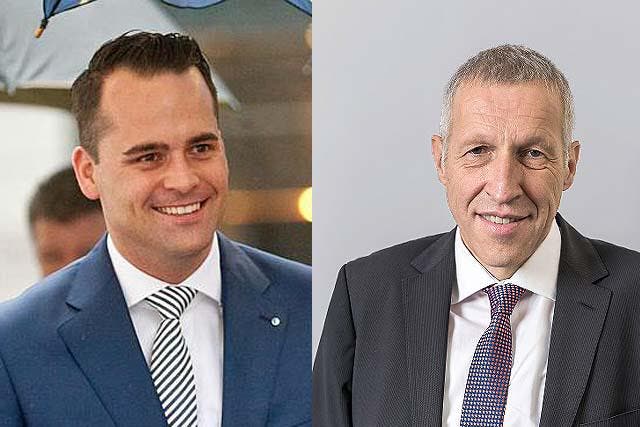 Die beiden aussichtsreichsten Luzerner Ständeratskandidaten Damian Müller (FDP, Links) und Konrad Graber (CVP, bisher). (Bild: Boris Bürgisser / pd)