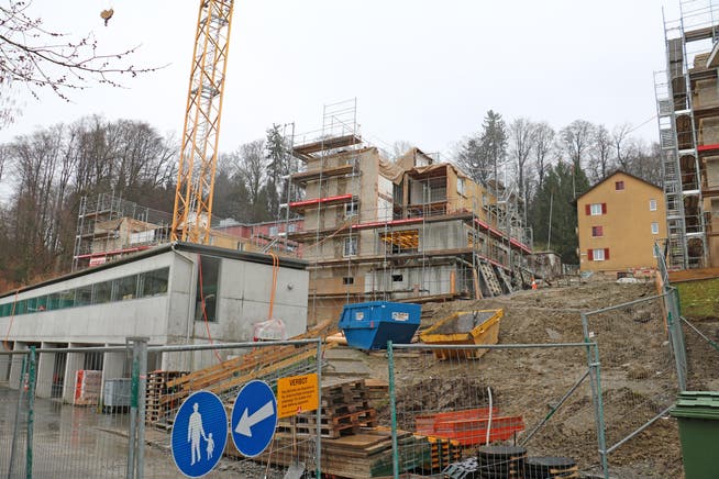 Die Baustelle in der Siedlung Obermaihof. (Bild: Lucien Rahm (Luzern, 29. März 2018))