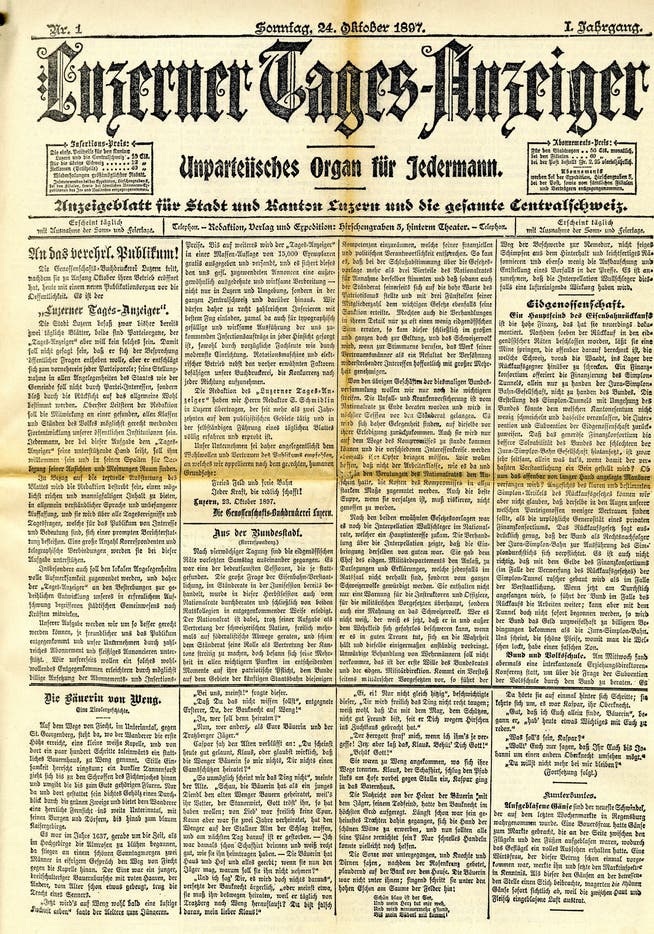 Bild: Luzerner Tages-Anzeiger, 24. Oktober 1897