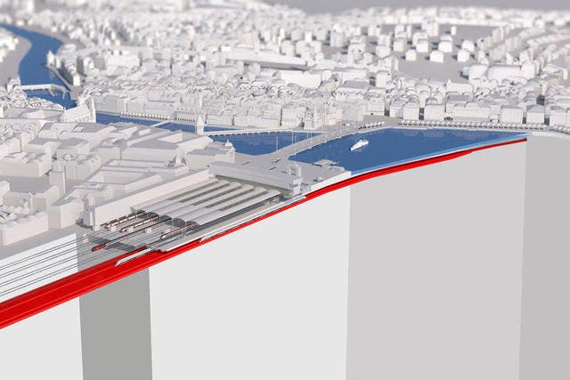 Durchgangsbahnhof Luzern: So könnte die Linienführung künftig aussehen. (Bild: Visualisierung PD)