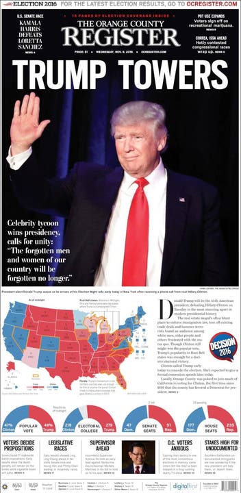 Die amerikanische Zeitung "The Orange County Register". (Bild: Printscreen)