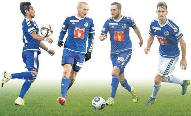 Von links: Dario Lezcano, Marco Schneuwly, Jakob Kantscher und François Affolter. (Bild: EQ/Photopress)