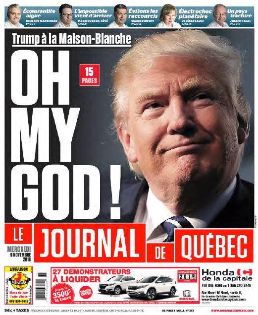 Die kanadische Zeitung "Le Journal de Québec". (Bild: Printscreen)