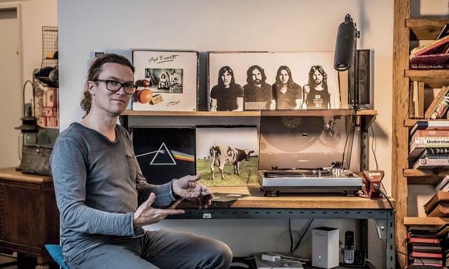 Ein Altar für das «schwarze Gold»: Unser Autor hat die Vorzüge der Vinylplatten wiederentdeckt &ndash; wie jenen von Pink Floyd. (Bild: Nadia Schärli (Luzern, 15. Februar 2018))