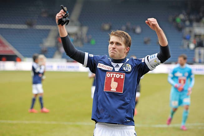 Selbstbewusst: FCL-Captain Claudio Lustenberger nach dem 4:0-Heimsieg gegen Aarau. (Bild Madeleine Duquenne)