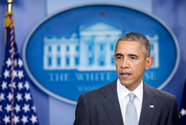 Der amerikanische Präsident Barack Obama bei seiner Rede am Freitagabend zu den Anschlägen in Paris. (Bild: Keystone)