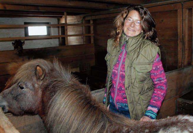 Claudia Schmidli zu Hause in ihrem Stall, in dem zwei Ponys und eine Ziege untergebracht sind. (Bild: Andrea Häusler)