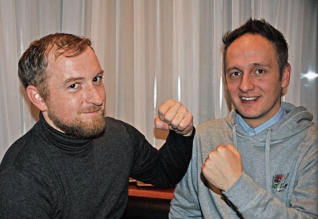 Patrick Ammann (links) und Daniel Zeber sind Freunde, ausser während des Lokalrivalen-Derbys. (Bild: Urs Nobel)