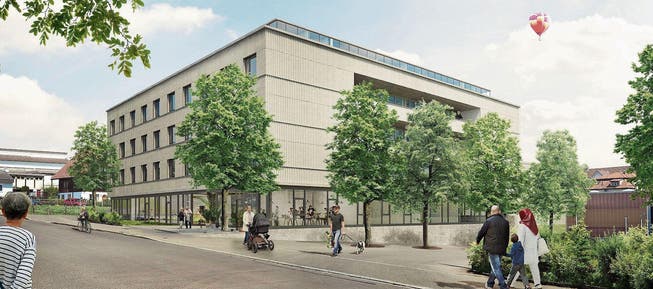 So soll sich das künftige Pflegezentrum von der Spelterinistrasse her gesehen präsentieren.