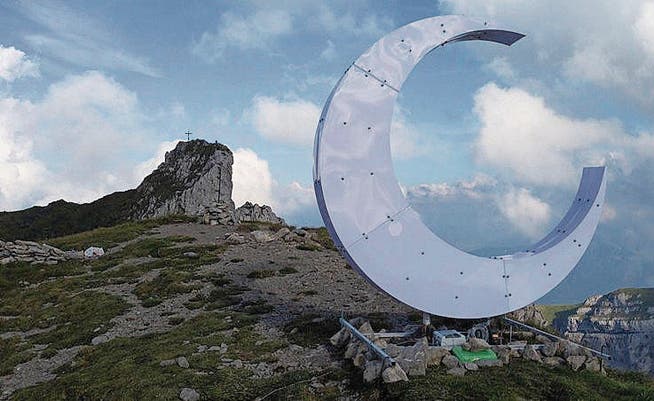 Der Halbmond von Künstler Christian Meier steht nicht mehr auf dem Gipfel der Freiheit im Alpstein. Bild: ky (Bild: CHRISTIAN MEIER (KEYSTONE))