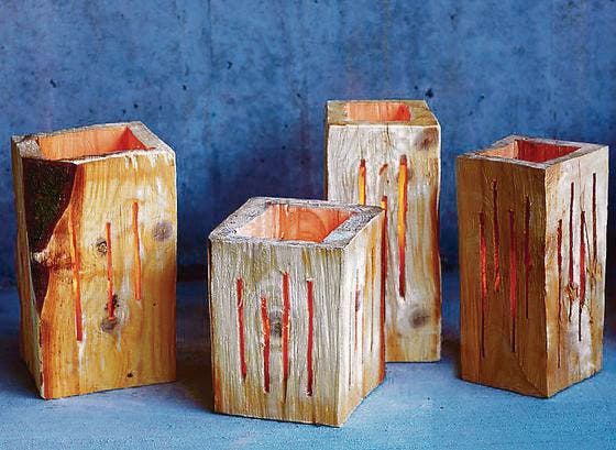 Laternen aus Holz, gestaltet und hergestellt von Urs Felber. (Bild: pd)