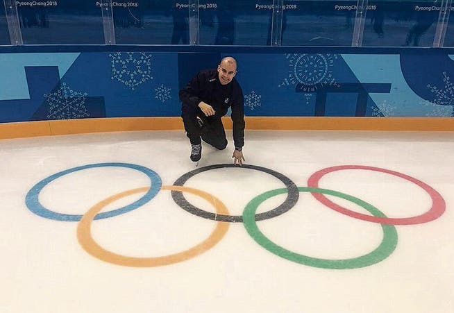Glücksgefühle bei Tobias Wehrli beim Betreten des Olympischen Eises. Der grösste Wunsch ist somit bereits in Erfüllung gegangen. (Bild: PD)