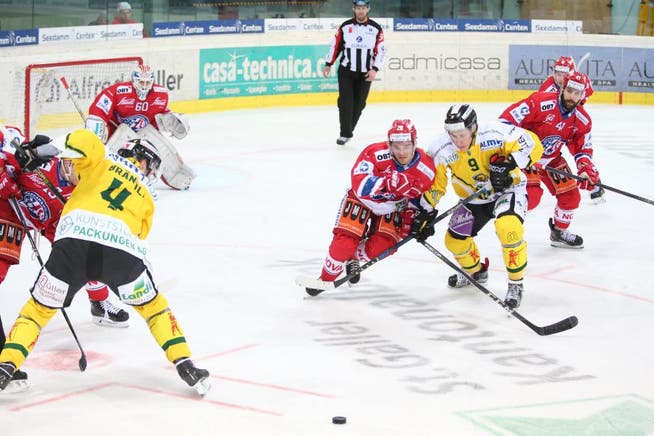 Der HC Thurgau im Spiel gegen die Rapperswil Jona Lakers. (Bild: SPORTS-MEDIA.ch / Alessandro Santarsiero)