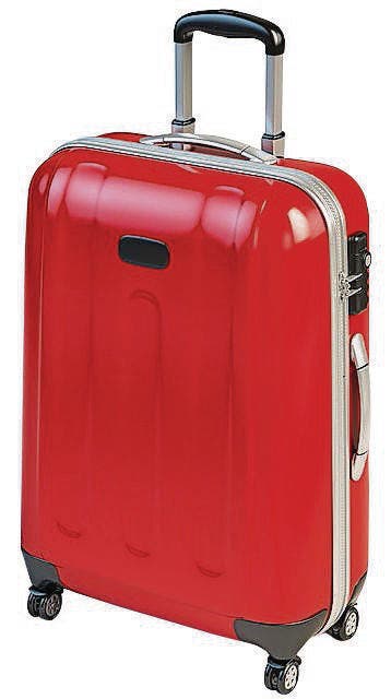 Red suitcase isolated on white (Bild: (50052518))