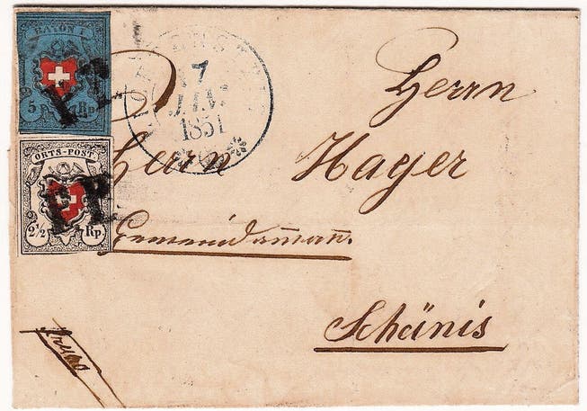 Der wegen seiner seltenen Briefmarkenkombination besonders wertvolle Brief hat einen Käufer aus der Region gefunden. (Bild: pd)