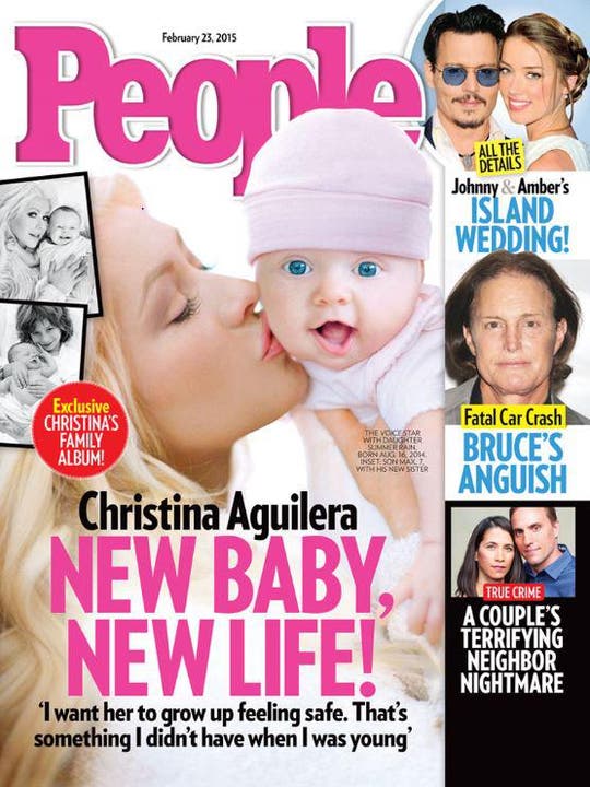 Beginnen wir mit dem jüngsten Photoshop-Disaster von Prominenten. Sängerin Christina Aguilera zeigt sich auf dem Cover des US-Klatschmagazins People mit ihrer Tochter Summer Rain. Der Blog "Jezebel" schrieb daraufhin: "Weiss Christina Aguilera, dass sie ein Fake-Baby geboren hat?" (Bild: People)