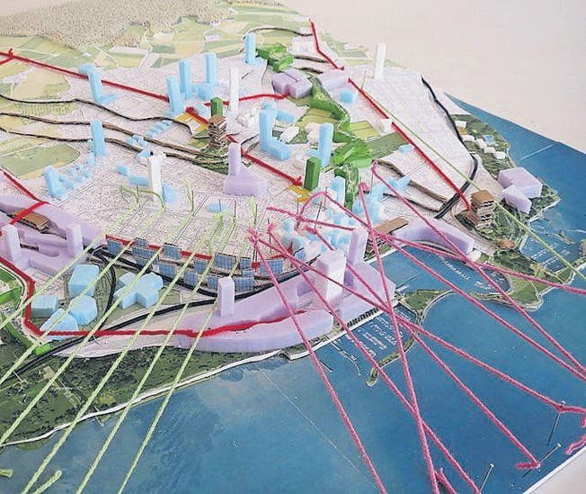 Ein fiktives Modell des Planungsbüros Güller: So könnte sich die Stadt Romanshorn in den kommenden Jahren baulich weiterentwickeln. (Bild: pd)