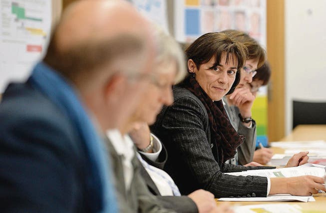 Regierungsrätin Monika Knill informiert über die kantonale Umsetzung des Lehrplans 21. (Bild: Reto Martin)